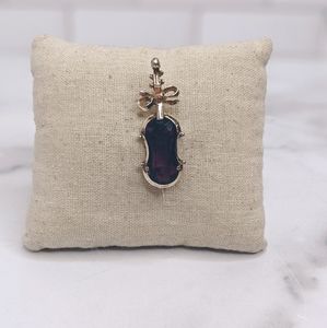Sterling silver violin brooch w/deep purple stone